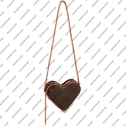 M57456 لعبة على Coeur Mini Desinger Red Heart Handbag Calf Leather Women Canvas Crossbody Crossbod