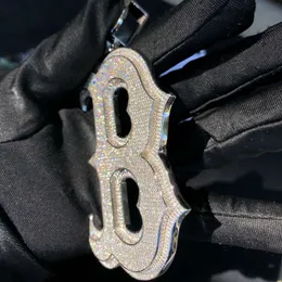 Necklace Moissanite Hiphop Bling Lab Iced Out Letter Sterling Sier VVS Moissanie Name Initail B Custom Diamond Pendant