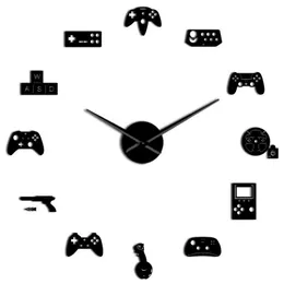 Nyaste spelkontrollvideo DIY Giant Wall Clock Game Joysticks Stickers Gamer Wall Art Video Gaming Signs Boy Bedroom Roo217i