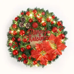 Ghirlande di fiori decorativi 4050 cm Ghirlanda rossa di Natale Albero di Natale Palla Ghirlanda di fiori Rattan Porta appesa Ornamento Anno Navidad Home Windown Decor 231205