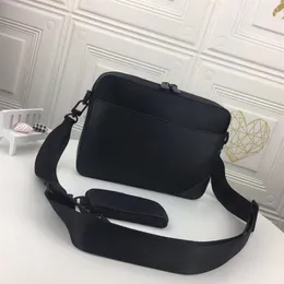Black Flower Luxury Designer Messenger Bag präglad skugga mjuka läder män crossbody väskor 2 bit sac de messager två set mode239t