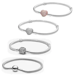 925 silver charm designer bracelet for women jewelry engagement gift high-quality pink diamond inlaid Snake bone chain DIY fit Pandoras Moments basic bracelets