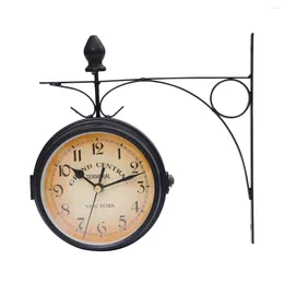 Wall Clocks Clock Retro Double Decor Sided Hanging Vintage Iron Home Outdoor Round Station Large Rustic Garden Digital Train