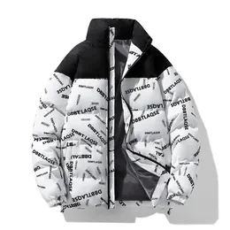 Mens Down Parkas Mens Jacket Winter Down Cotton Printed Korean version stilig och förtjockad stativ 231206