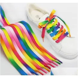 Shoe Parts & Accessories Rainbow Shoelaces Flat Colorf Fashion Sneakers Shoelace Striped Shoe Laces Colored String For Sneaker Athleti Dh7D9