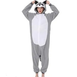 Women's Robe Men Pajamas Animal Kigurumi Women Raccoon Onesies For Adults Cartoon Pijamas Full Body Birthday Gift Cosplay Costume 231206