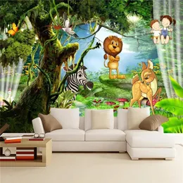 Tapeta 3D Sypialnia Fantasy Forest Esthetic Cartoon Animal Animal Pokój dla dzieci Tło Tapetalne Tapety Dekorowanie domu Malowanie M221R