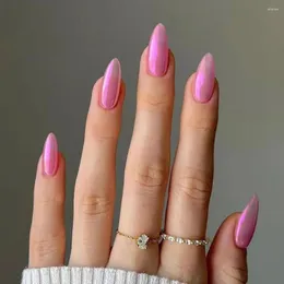 Falsche Nägel, französische Maniküre, Aurora, lange Mandel, gefälschte Nials, abnehmbare süße Nagelspitzen mit Farbverlauf für Damen