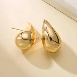 Hoop Huggie Vintage Gold Color Plated Chunky Dome Drop Earrings Glossy Stainless Steel Teathrop Earring Jewelry Wholesalel231120