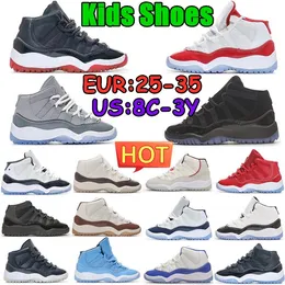 Cherry 11s Jumpman 11 Kids Shoes XI Кроссовки для малышей кроссовки для мальчиков и девочек Кепка и платье DMP Благодарность баскетбол Дети молодежные серые черные кроссовки в стиле милитари среднего размера