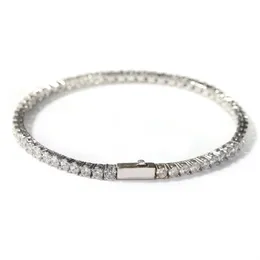 Bransoletka z złotego łańcucha do męskiego Hip Hop Damond Biżuteria Bineliry Single Row Rhinestone Bracelets 4mm310W