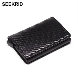 RFID engelleme karbon fiber slimwallet alüminyum kredi kartı sahibi metal iş kimlik kartı tutucu ince kart kasası mini cüzdan Men227c