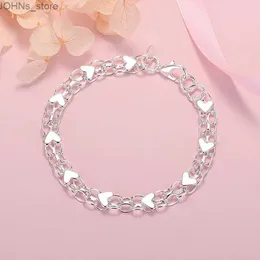 Kette Neue Luxus 925 Sterling Silver Classic Heart Bracelets für Frauen Lady Mode Designer Schmuck Hochzeitsfeier Geburtstag Geschenke R231206