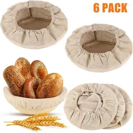 Pişirme aletleri 6 adet yuvarlak ekmek prova sepeti kumaş astar banneton hamur mayası doğal rattan hamur kapağı