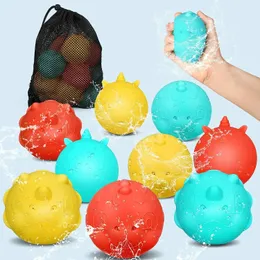 Party Balloons 6PCS Reusable Water Balloons Silicone Water Balloons with Mesh Bag Water Bomb Splash Balls Toys for Kids Summer Water Games 231206