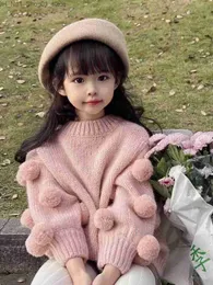 Cardigan Pullover Girl Sweater 2023 Autumn Cute Children Clothing Sweet Girl Top Warm Fashion Girl Clothing Q231206