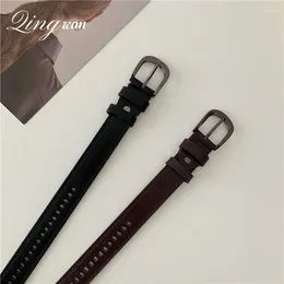 Belts Classic Black Coffee Metal Buckle Belt For Women Kpop Ins Vintage Jeans Dress Decorative Waistband Fashionable Gift