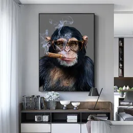 Målningar Monkey rökning affisch väggkonst bilder för vardagsrum djurtryck modern duk målning hem dekoration278b homefavor dhetn