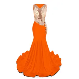 Custom Real Photos Made 2024 New Prom Dresses Royal Blue Black Bury Orange Sleeveless Mermaid Evening Gowns Special OCN Wear Dress BM3501