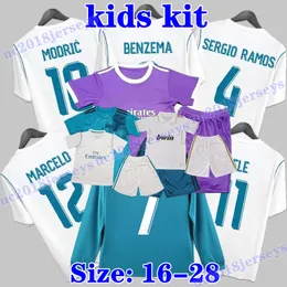 Kit infantil Retro Clássico Rea KIDS Camisas de futebol 2011 12 16 17 18 Benzema MARCELO ISCO CARVAL BALE SERGIO RAMOS Madrids Ronaldo Crianças Meninos