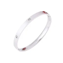 Bracciale con ciondolo italiano di lusso, bracciale rigido in acciaio con cristalli, gioielli firmati, acciaio al titanio, regalo per donna, gioielli personalizzati in acciaio inossidabile placcato argento, mai sbiaditi