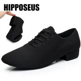 Dance Shoes Men Modern Dance Shoes Boys Canvas Latin/Tango/Ballroom Shoes Rubber/Soft Sole Low Heels Man Dancing Shoes Black Professional 231205