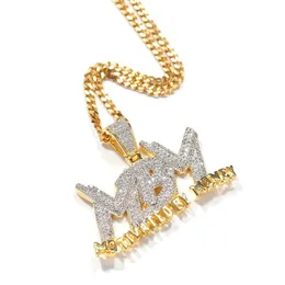 Iced Out Zircon Letter Motivated by Money Pendant Necklace Two Tone Plated Micro Paled Lab Diamond Bling Hip Hop Jewelry Gift282m