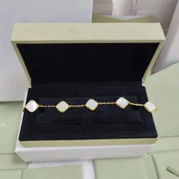 Estilo clássico moda quatro folhas trevo charme pulseiras 18k amarelo ouro branco mãe de pérola designer pulseira senhoras casamento brid2979