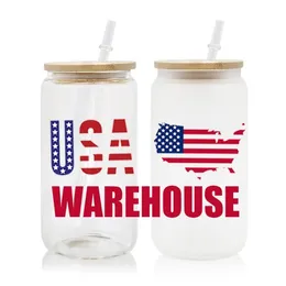USA CA 16Oz Recycled In Bulk Double-Wall Iced Coffee Boba Bilia Glass Tumbler With Straw and bamboo lids 126