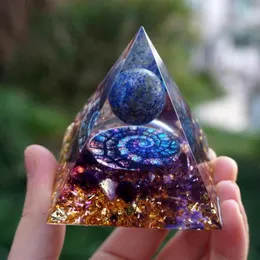 Handgjorda lapis lazuli sfär ametist orgone pyramid 60mm261u