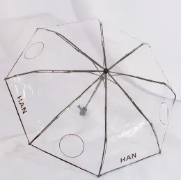 Designer Transparent Umbrellas Female Letter Pattern Folding Full-automatic Umbrella