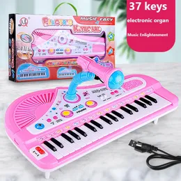 Teclados Piano 37 Tecla Teclado Eletrônico Piano para Crianças com Microfone Instrumento Musical Brinquedos Brinquedo Educacional Presente para Crianças Menina Menino 231206