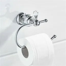 Chrome kryształowy uchwyt papieru toaletowego Solidny mosiężny rolka Polski ręcznik na ścianę Akcesoria łazienkowe Y200108301L