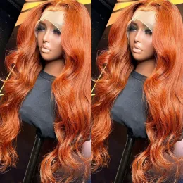 Body Wave Ginger Orange 360 ​​HD koronkowe peruki przednie kolorowe peruki 13x4 koronkowe peruki frontal