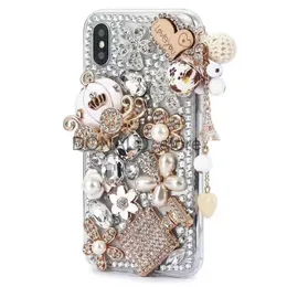 Cell Phone Cases Handmade Case Bling Rhinestone Diamond Crystal Mobile Phone Decorative Case For iPhone 14 13 12 11 Pro Max Cover 8 7 Plus X XS J231206