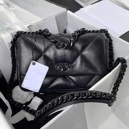 9A Tragetasche Designer Umhängetasche CC 19 gesteppte Geldbörse Damen Handtaschen Leder Umhängetasche schwarz mit schwarzer Kette Kupplungsklappe Hobos Geldbörse Luxustasche Bolso Sac de Luxe