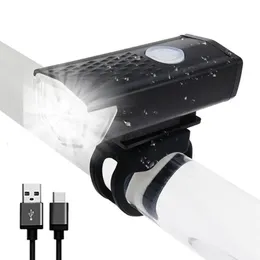 Luzes de bicicleta MTB frontal USB LED recarregável à prova d'água farol de montanha luz de aviso acessórios de ciclismo 231206