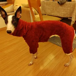 Hundebekleidung Winter-Onesies für Hunde, große, weiche Welpenkleidung, hoher Hals, warm, italienischer Windhund, lockere vierbeinige dicke Anzüge 231205