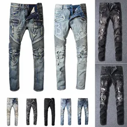 Designer Balman Herren Jeans Distressed zerrissener Biker Slim Fit Motorrad Biker Denim für Männer modische Manns schwarze Hosen gießen hommes o0oo##