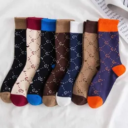 hosiery socks g 편지 양말 대비 색상 중간 튜브 면화 된 꽃 여성 영국 스타일 커피 조조 브랜드 레저 대학 EDC0