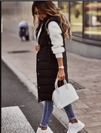 겨울 신규 여성의 캐주얼 한 긴 검은 조끼 후드 싱글 브레저스 코튼 패딩 플루즈 크기 조끼 우아한 스트리트웨어 카디건 따뜻한 코트 재킷 4xl5xl