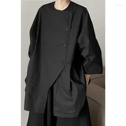 Женские блузки Harajuku, черные рубашки, женские нестандартные размеры, готические, темные, академические, японские, винтажные, асимметричные, свободные повседневные топы