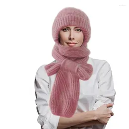 Sciarpa bandana con cappuccio Set di cappelli lavorati a maglia in piumino di scoiattolo Protezione per le orecchie antivento morbida e alla moda per donne e uomini