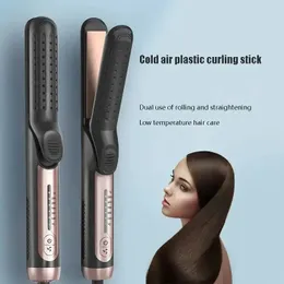 Curling Irons 2in1 curling iron with cooling air straightener curler 220 ° C dual pressure ceramic glass plate flat 231205