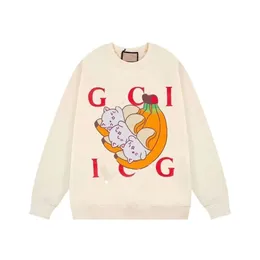 Designer de luxo Guggi Clássico Outono e Inverno Banana Cat Cartoon Impresso Suéter de Gola para Homens e Mulheres Casual Tudo Solto