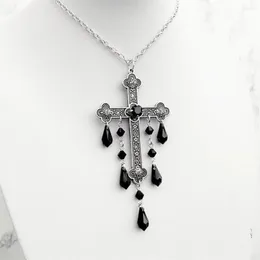 Kedjor Cross Necklace Large Punk Gothic For Woman Red Pendant Fashion Trendy Party Chain Girls Accessories 2023