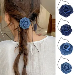 Ketten Blaue Kamelie Blumenkragen Halskette Temperament Langer Riemen Vintage Halsband Schmuck Schlüsselbeinkette