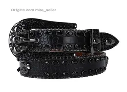 2022 Designer Belttsimon Rhinestone Belt midja tätning svart röd blandad sats inlagd punk ny produkt liten krokodilmönster style3373054