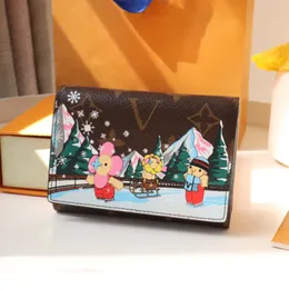 5A Gerçek Deri Kart Tutucu Erkek Cüzdan Mini Zippy Organizatör Cüzdan Para Çantası Kart Sahibi Ekose Kısa Cüzdan Tasarımcı Cüzdan Cüzdanları Karton Noel Hediyeleri