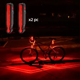 Bike Lights Folding Laser Light Front Rear Safety Warning Bicycle